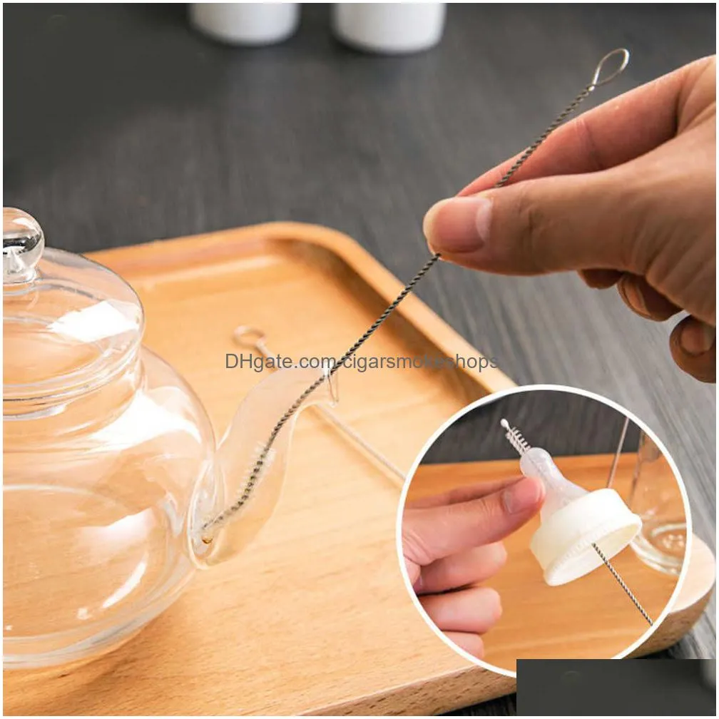 1/2/4pcs cleaner brushes reusable straw cleaning brush eco-friendly metal white portable soft practical for sinks and cup cover