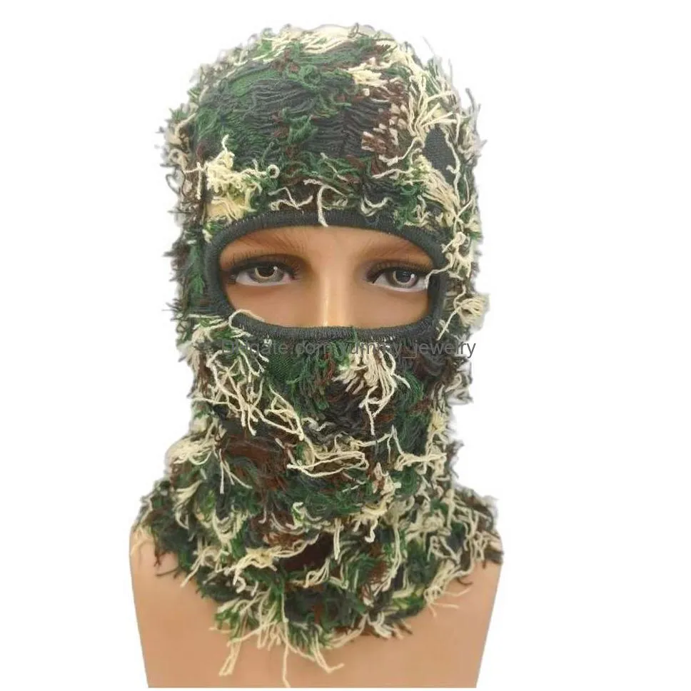 beanieskull caps designer ski mask storm knitted distressed camo balaclava ski mask custom grassy balaclava 230301