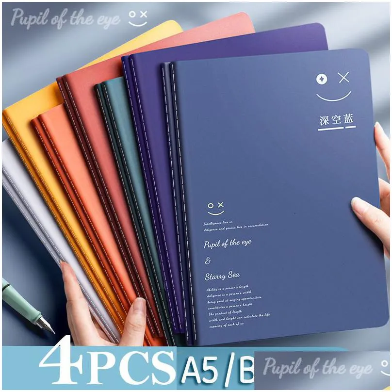 wholesale notepads 4pcs student car line a4 a5 b5 notebook ins wind small  large notepad literary retro style thick notebook
