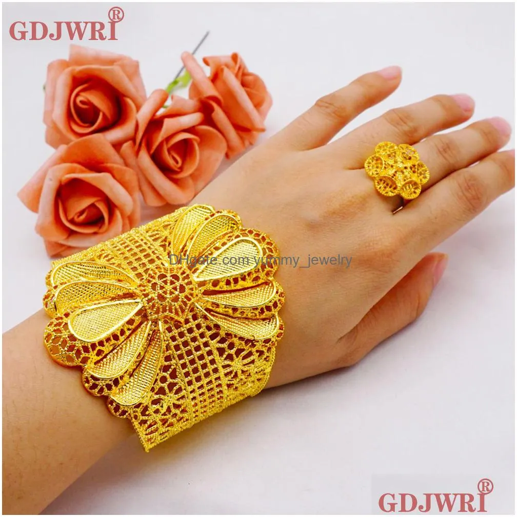 wedding jewelry sets dubai gold color bracelet for women african bangle ring ethiopian jewelry bridal wedding engagement gifts party