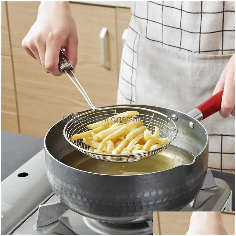 new 1pc kitchen tools oil pot strainer ladle skimmer oval fine mesh stainless steel for food kitchen accessories