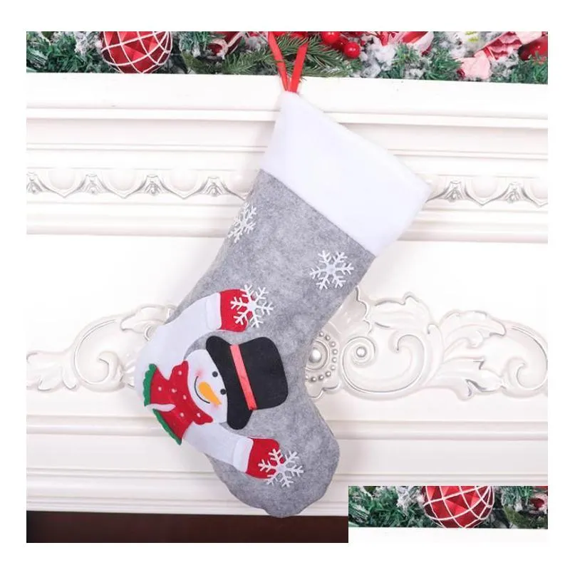 socks christmas decoration candy stockings grey xmas tree pendant large christmas-stocking with lights kids xmas-gift bag rra60