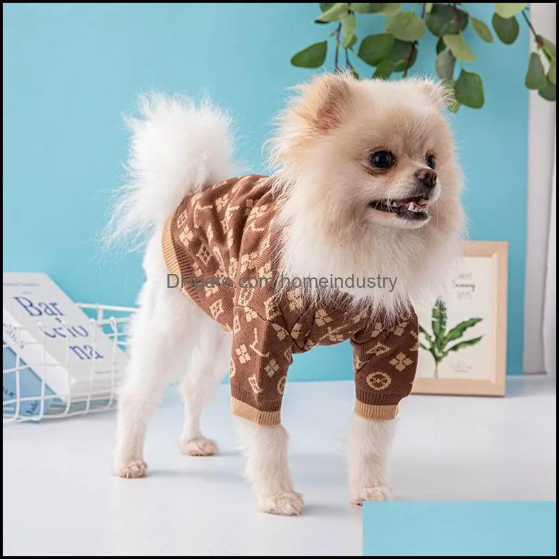 Warm Dog Sweater Brands Dog Apparel with Classic Jacquard Letter Pattern Designer Pet Clothes for Small Medium Dogs Cat Sweaters Lightweight Pets Clothing Coat S