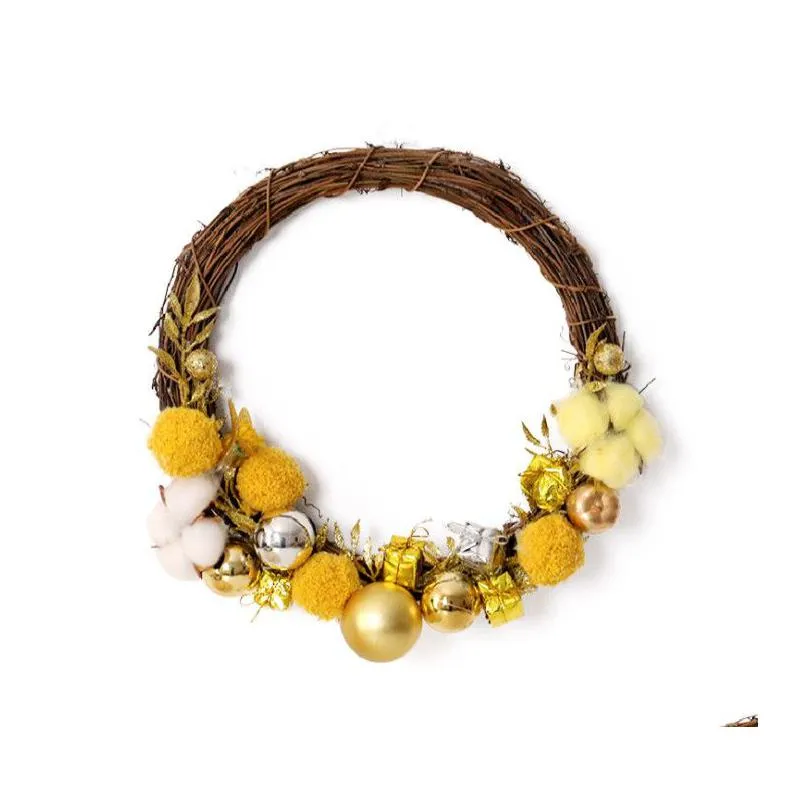 the latest 30cm size christmas decorations, christmas wreath hand-woven rattan rings, christmas pendants and home decorations,