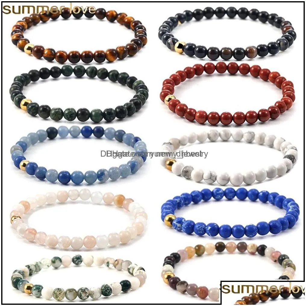 beaded strands 6mm fashion design natural stone healing agate stretch beaded bracelet women men handmade precious gemstone yoga nce