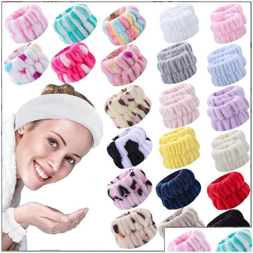 coral velvet towel waterproof face wrist head ornaments dual absorbent wipe sweat head with sports hair band towel rra42