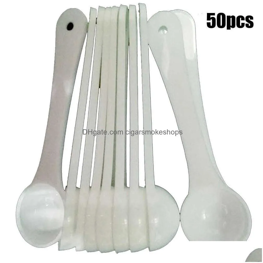 50pcs 1g white plastic m easuringspoon gram scoop food baking medicine powder 50pcs 1g white plastic m easuringspoon