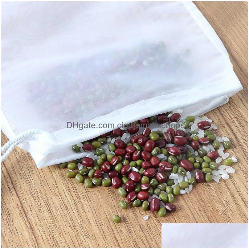 new 100/200/300/500 mesh nylon filter nut milk bag net yogurt tea beer coffee oil food filter strainers mesh kitchen strainer bags