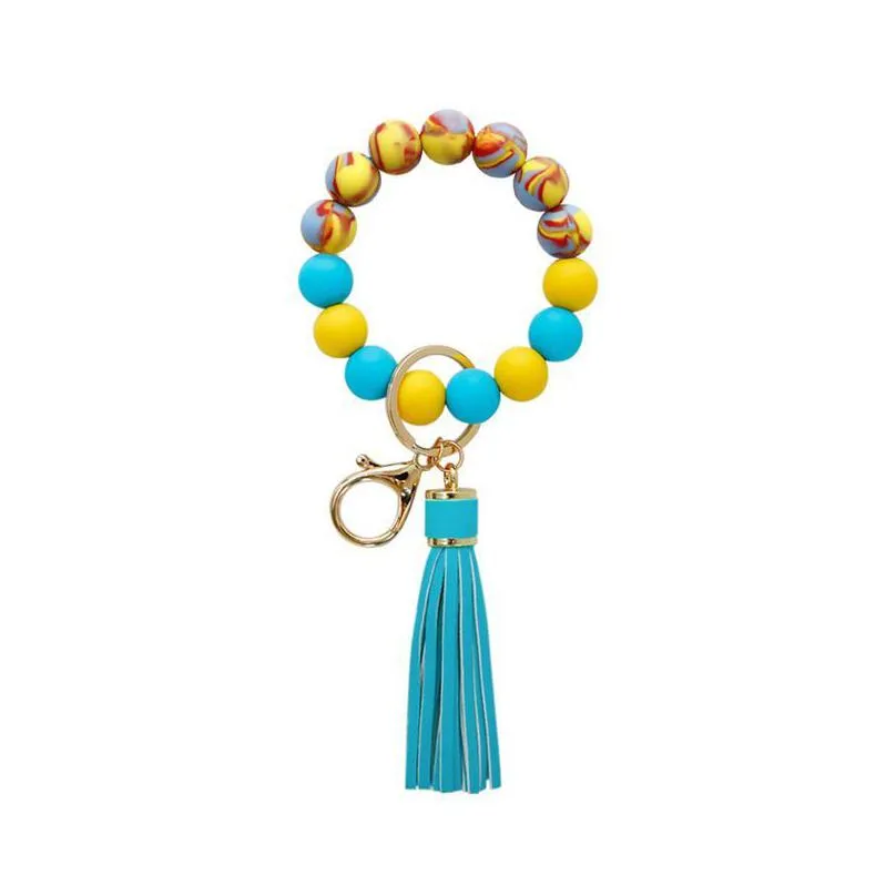 silicone wrist keychain partys multi styles food grade party pu fringed tassel bracelet key ring sea shipping rrc08
