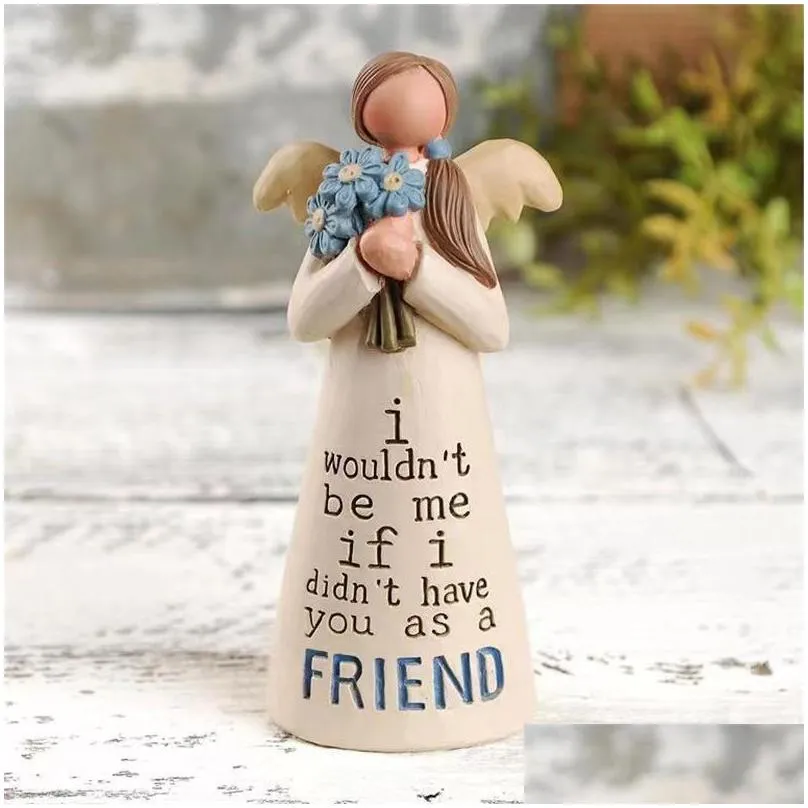 christmas decorations party favor angel friendship sculpture friend angel figurine resin artefact table ornament rra53