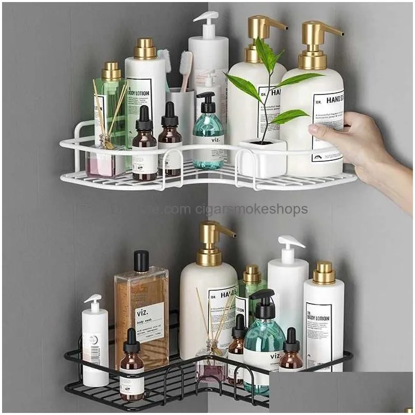 punch- bathroom shelf shower wall mount shampoo holder storage kitchen organizer shelves rack for bathroom accessories