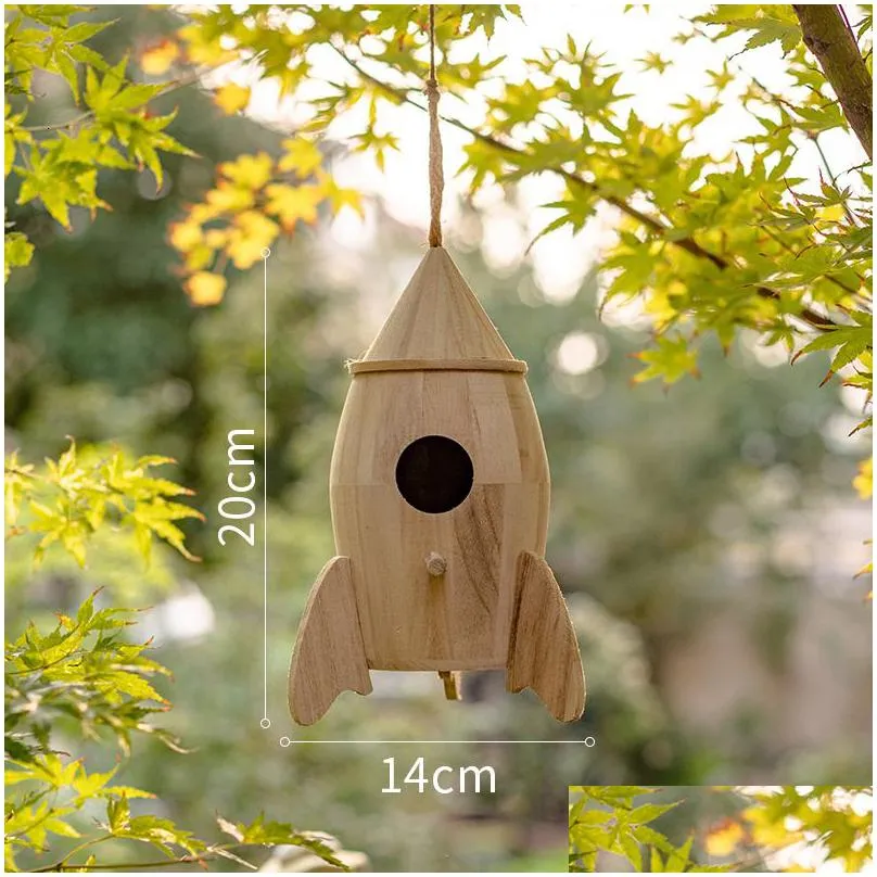 bird cages creative wooden bird`s nest with hanging rope parrot cage bird house pet accessories outdoor garden patio decorative ornaments