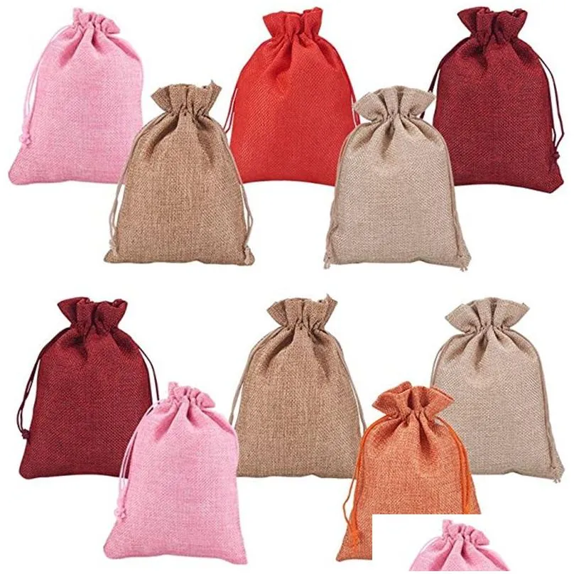 drawstring bag natural burlap bags reusable packaging pocket wedding baby showers birthday festival gift jewerly pouch