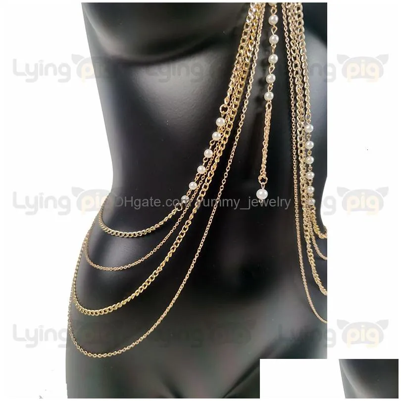 waist chain belts pearl body necklaces jewelry luxurious chest chain waist chain body chain fashion for women sexy bikinis beach accessories goth