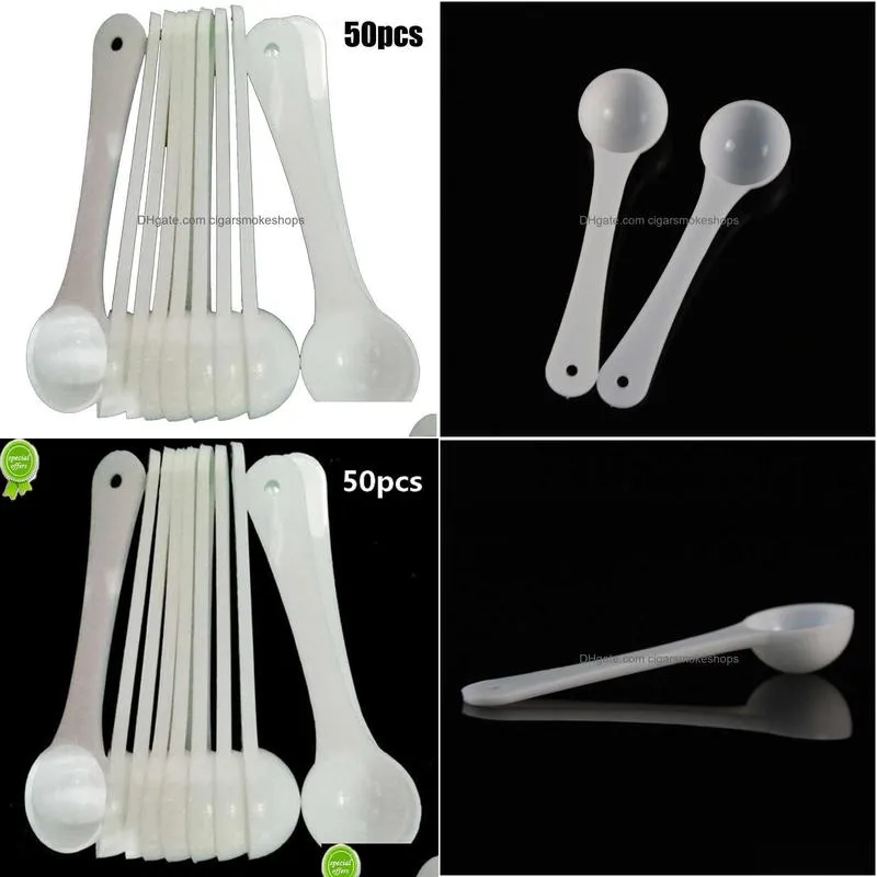 50pcs 1g white plastic m easuringspoon gram scoop food baking medicine powder 50pcs 1g white plastic m easuringspoon