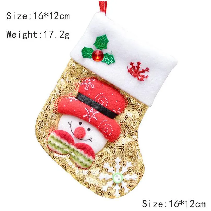 bling christmas stockings christmas ornament santa snowman figurine sequin small gift bag knife fork cover set for home party dinner