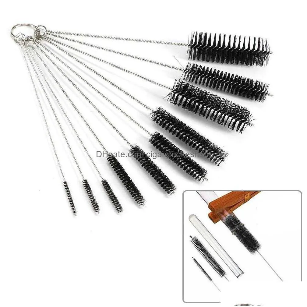 10pcs stainless steel nylon bottle straw brush household cleaning set kitchen cleaning brushes kit tube straw washing cleaner