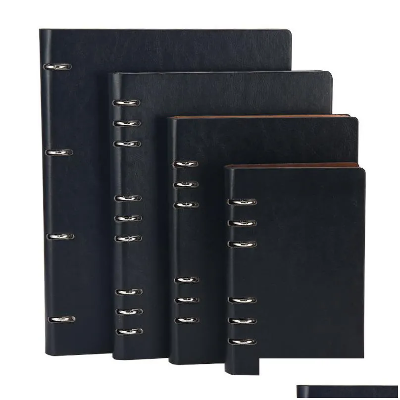 wholesale notepads a4 a5 a6 b5 hollow loose-leaf notebook detachable notebook leather notepad notebook binder notepads stationery