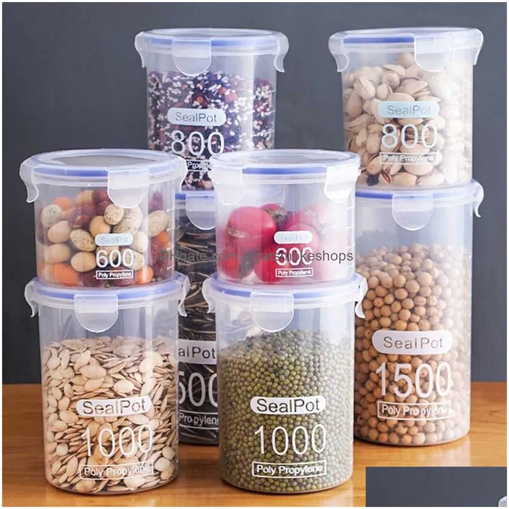 large-capacity kitchen storage box moisture-proof scale storage food sealed jars keep food  storage home transparent jars