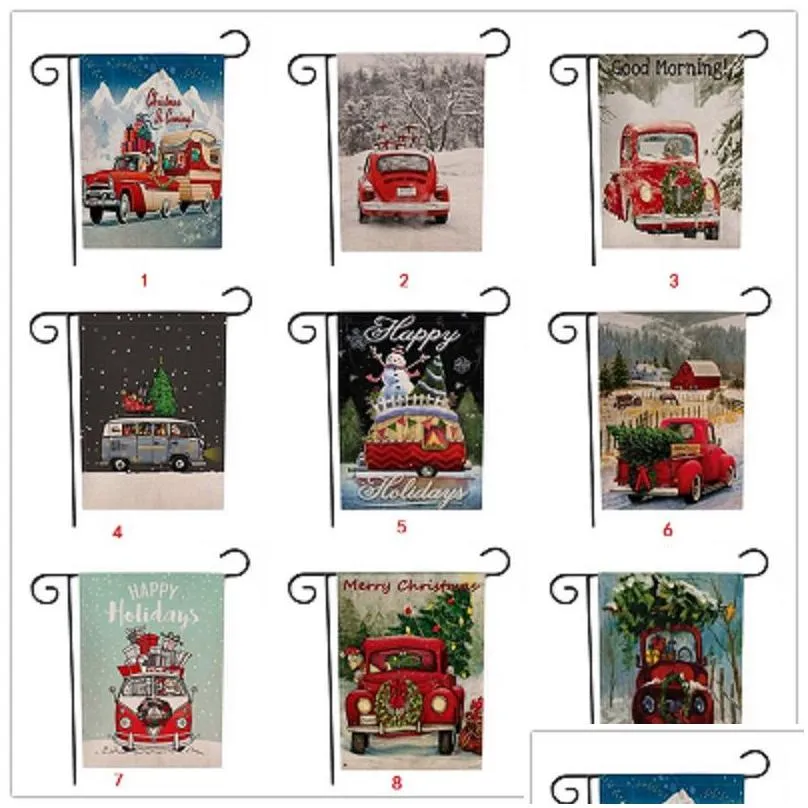 christmas garden flags banners cartoon pattern xmas theme two sides animal snowman patterns party decor flag 36 styles