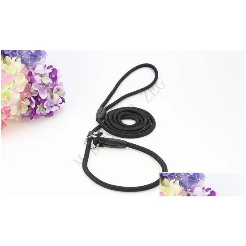 4 colors pet dog nylon rope training leash slip lead strap adjustable traction collar pet animals rope 0.6*130cm