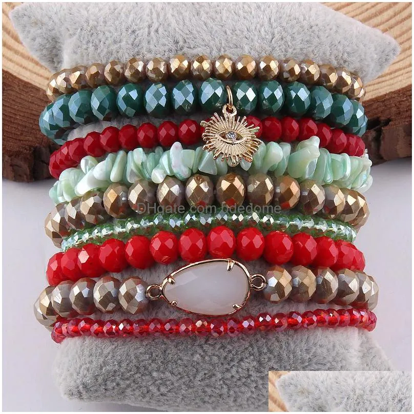 bangle rh fashion designer beaded bracelet set glass crystal 9pc bracelets bangles set for fashion jewelry 220831