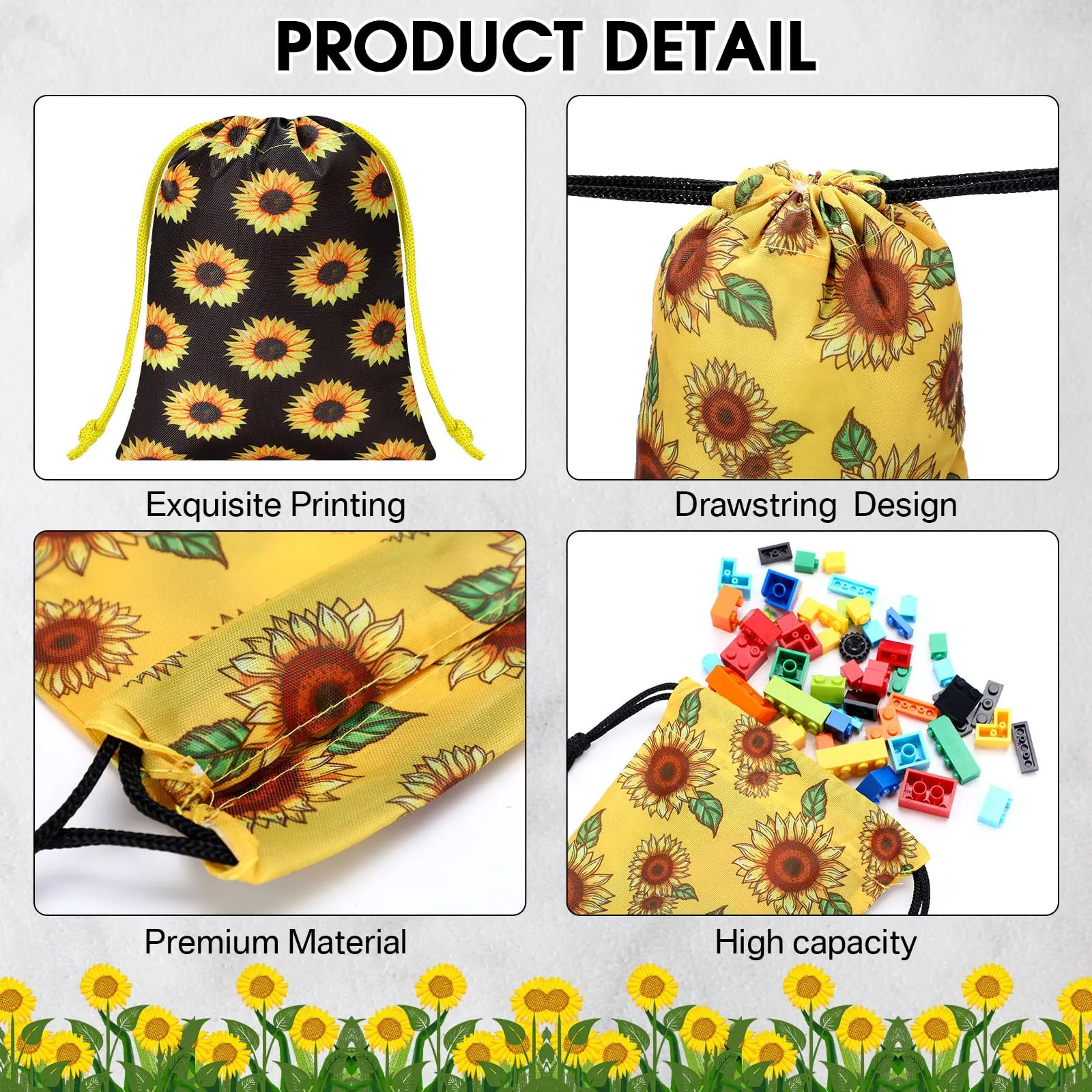 sunflower drawstring bags reusable fall bags hawaiian colorful treat bags floral party candy bags flower gift bags for summer fall rustic baby shower birthday wedding party supplies