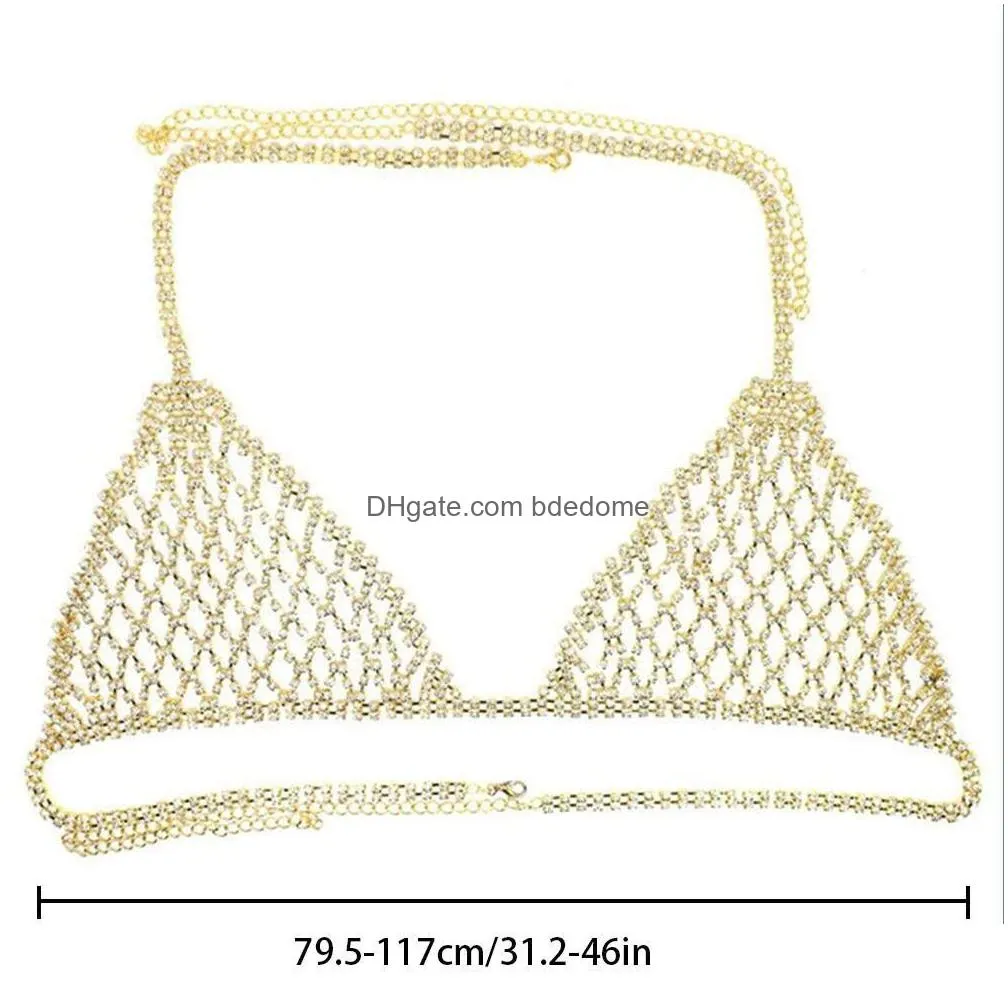 other classic bikini mesh body chain bra jewelry sexy femme crystal chest bra chain top underwear vacation festival gift 221008