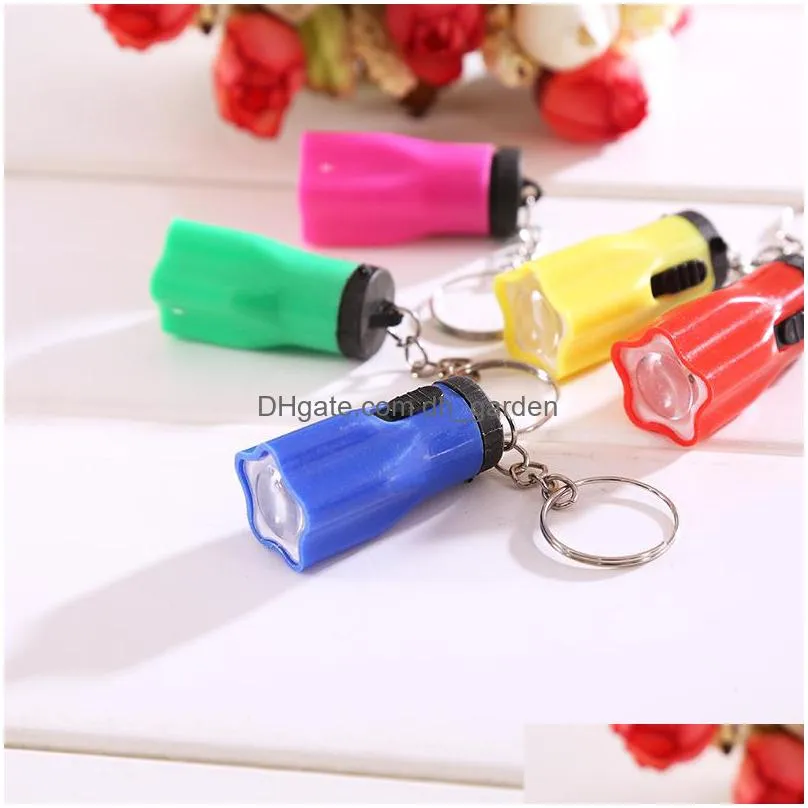 flashlight keychain pendant creative plum blossom led flashlight key chain strong light keyring mixed color