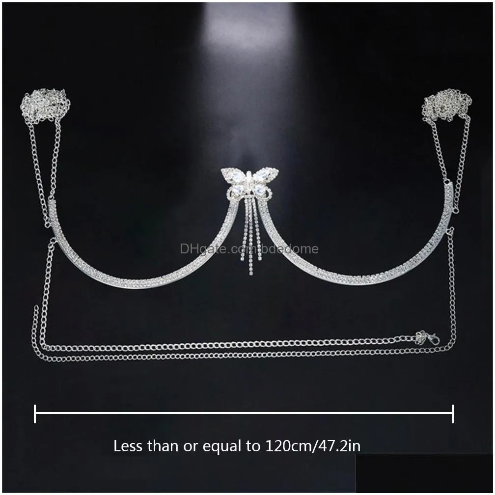 other zircon butterfly chest bracket bras chain body jewelry for women sexy body chain bra harness lingerie necklace gift 221008
