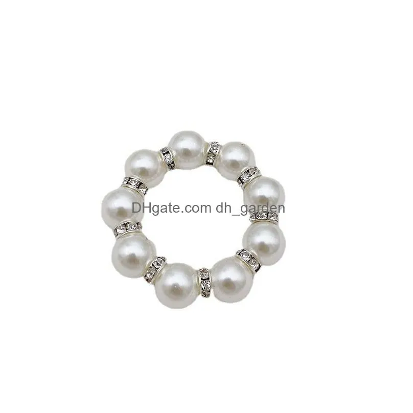 white pearls napkin rings wedding napkin buckle party table decorations supplies