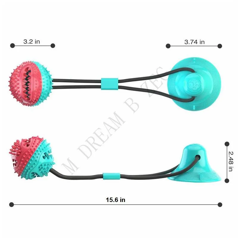 4 colors multifunction pet molar bite toy interactive fun pet leakage food toys with suction cup pets ball toy pet dog toys rubber