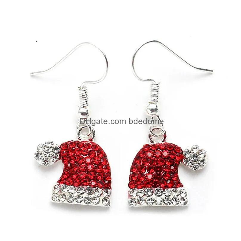 charm trendy statement christmas tree earrings for women santa claus snowman drop jewelry girls gifts wholesale 221119