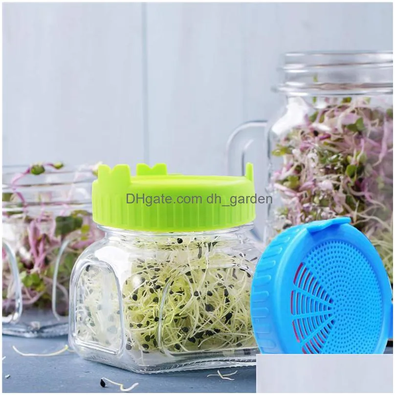 mason jar sprouting cover garden supplies food grade plastic mesh sprout covers kit vegetable seed growing 86mm