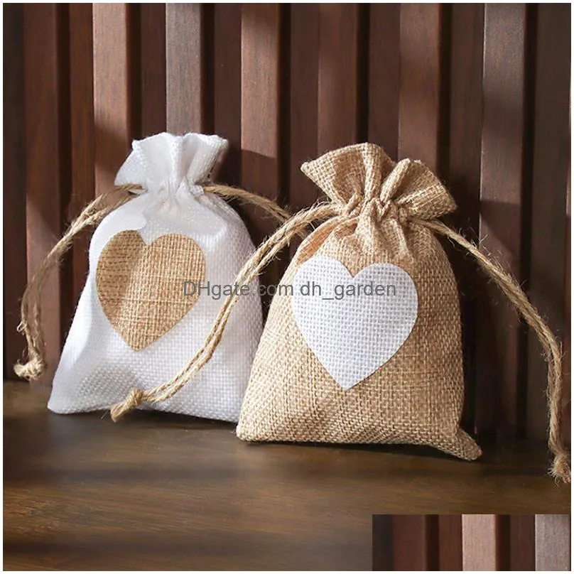 10x13cm drawstring pocket gift wrap storage bag hemp rope sack christmas valentine`s day gift decoration