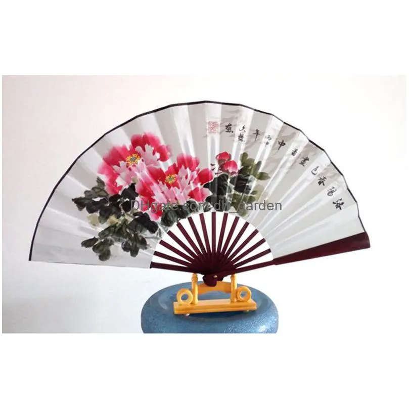 diy blank painting folding fan party favor solid color silk cloth fan festival show dance fans 10 inch