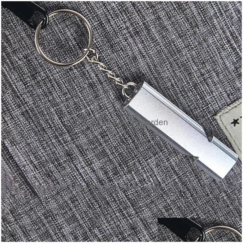 7 colors metal whistle keychain pendant aluminum alloy double hole survival whistle key chain outdoor emergency tool