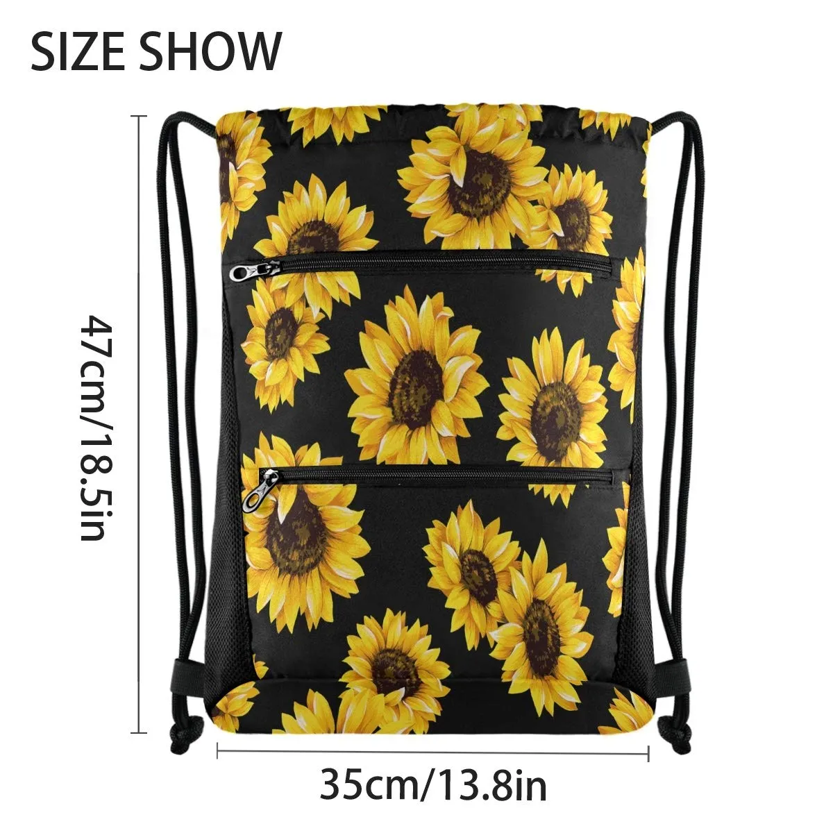 sunflower drawstring backpack for yellow flower sports gym bag sackpack for women men large size