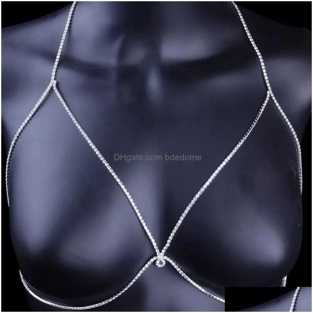 other water drop crystal chest chain bra jewelry for women bikini sexy fashion body chain bra harness lingerie festival 221008