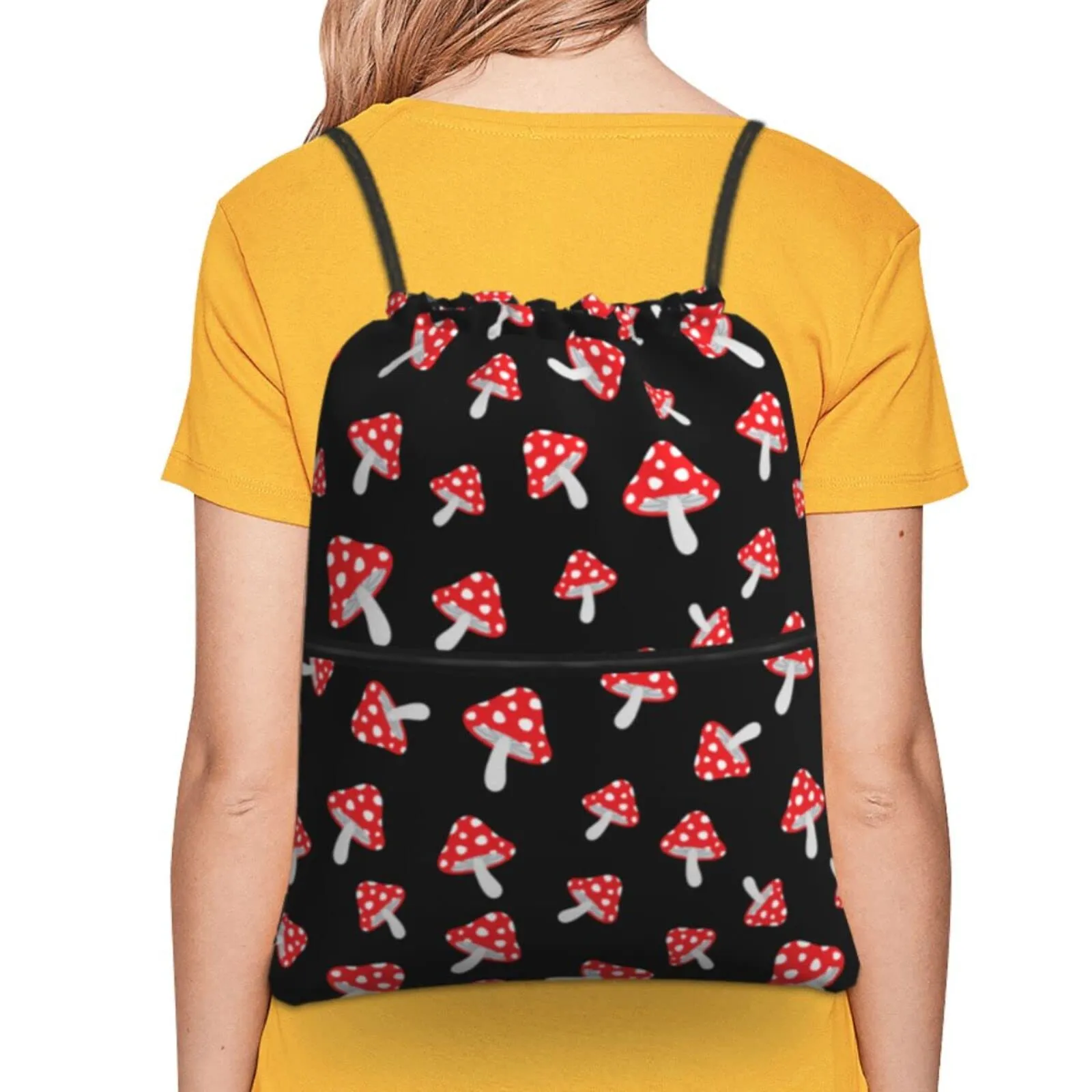 cartoon mushrooms drawstring backpack string bag sackpack for gym shopping beach sport yoga