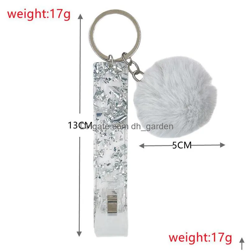 plush ball keychain silicone grabber card puller keychain bag decoration key chain keyring