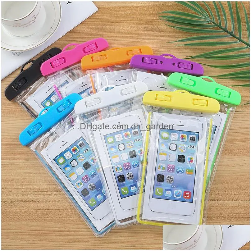 luminous mobile waterproof bag party favor summer swimming mobile phone sleeve with lanyard