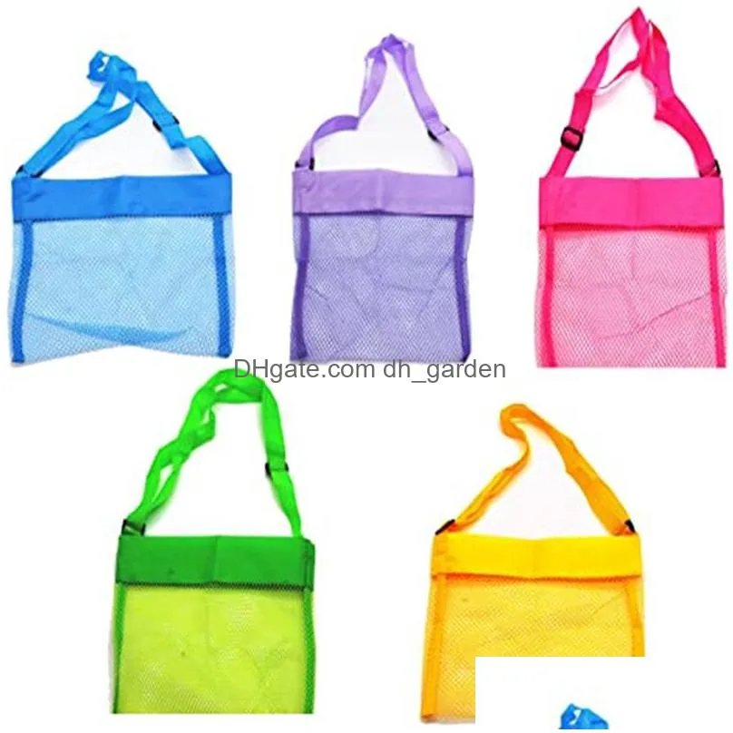 colorful beach mesh bag children`s portable shell storage bag crossbody summer seaside swimming supplies
