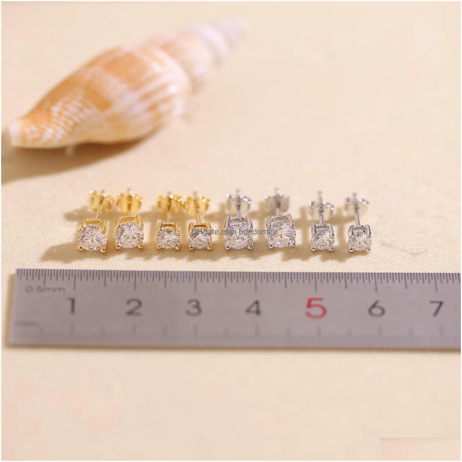 stud earrings for women 925 sterling silver plated 18k gold fashion wedding lab created diamond gift jewelry 221119
