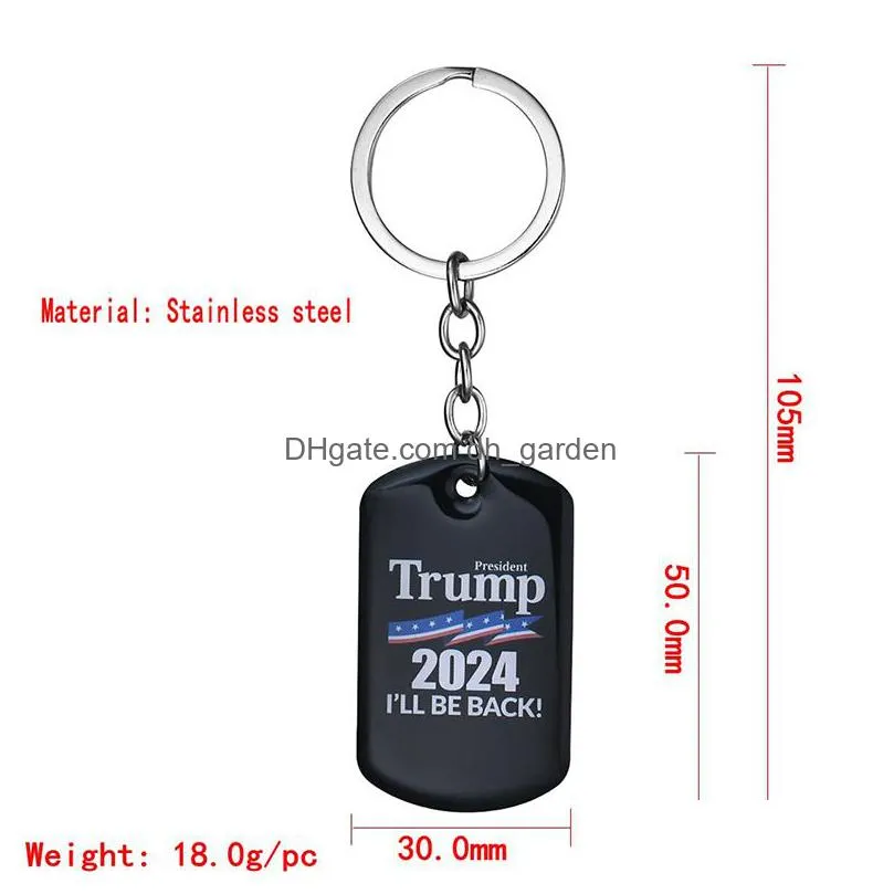 2024 election keychain pendant trump stainless steel keychains luggage decoration key ring creative gift