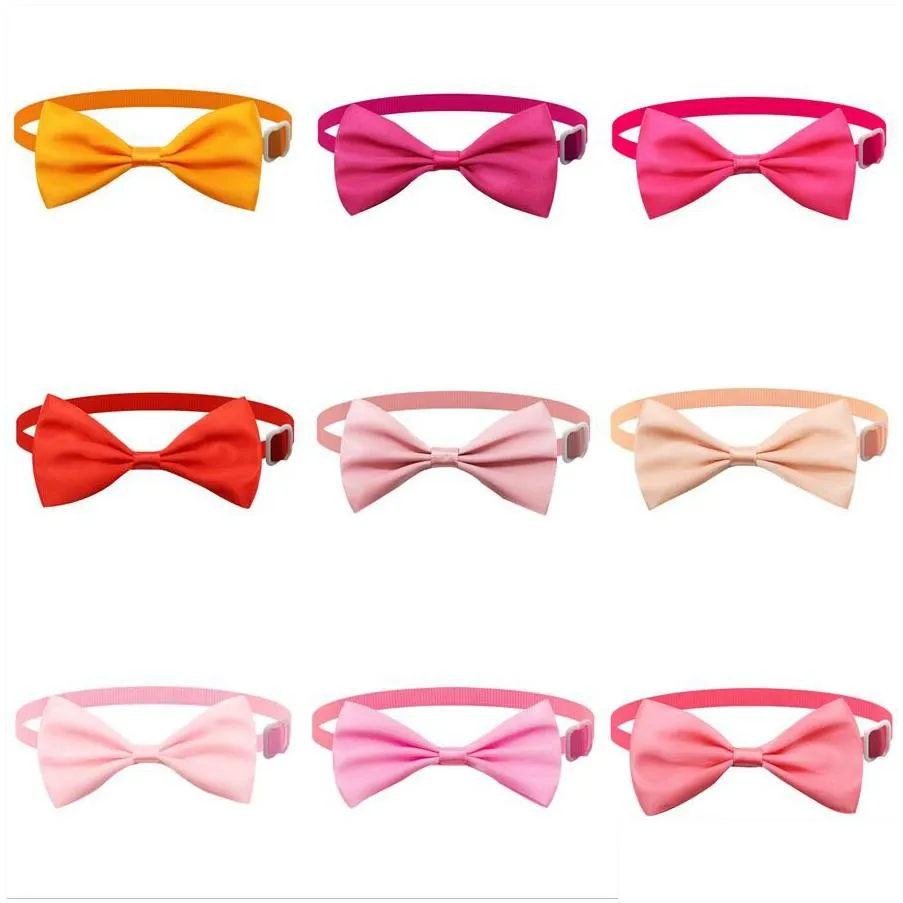 pure dog bow tie dog grooming clothes dogs necklace collar puppy bright color pet bow mix color ps1839