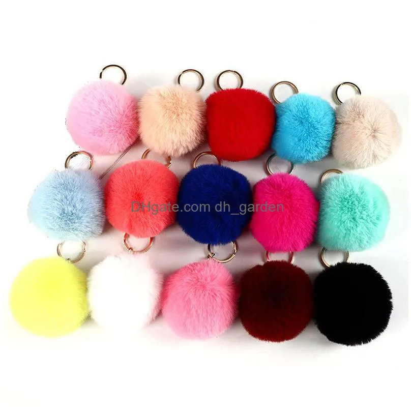 fashion plush ball keychain pendant imitation rabbit fur round soft luggage decoration key chain creative gift keyring