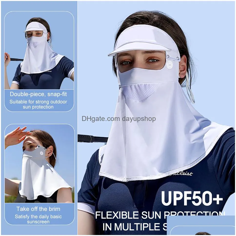 fashion face masks neck gaiter home product center outdoor sunscreen bandage anti ultraviolet ear hanging mask brim riding golf neck sunshade headdress