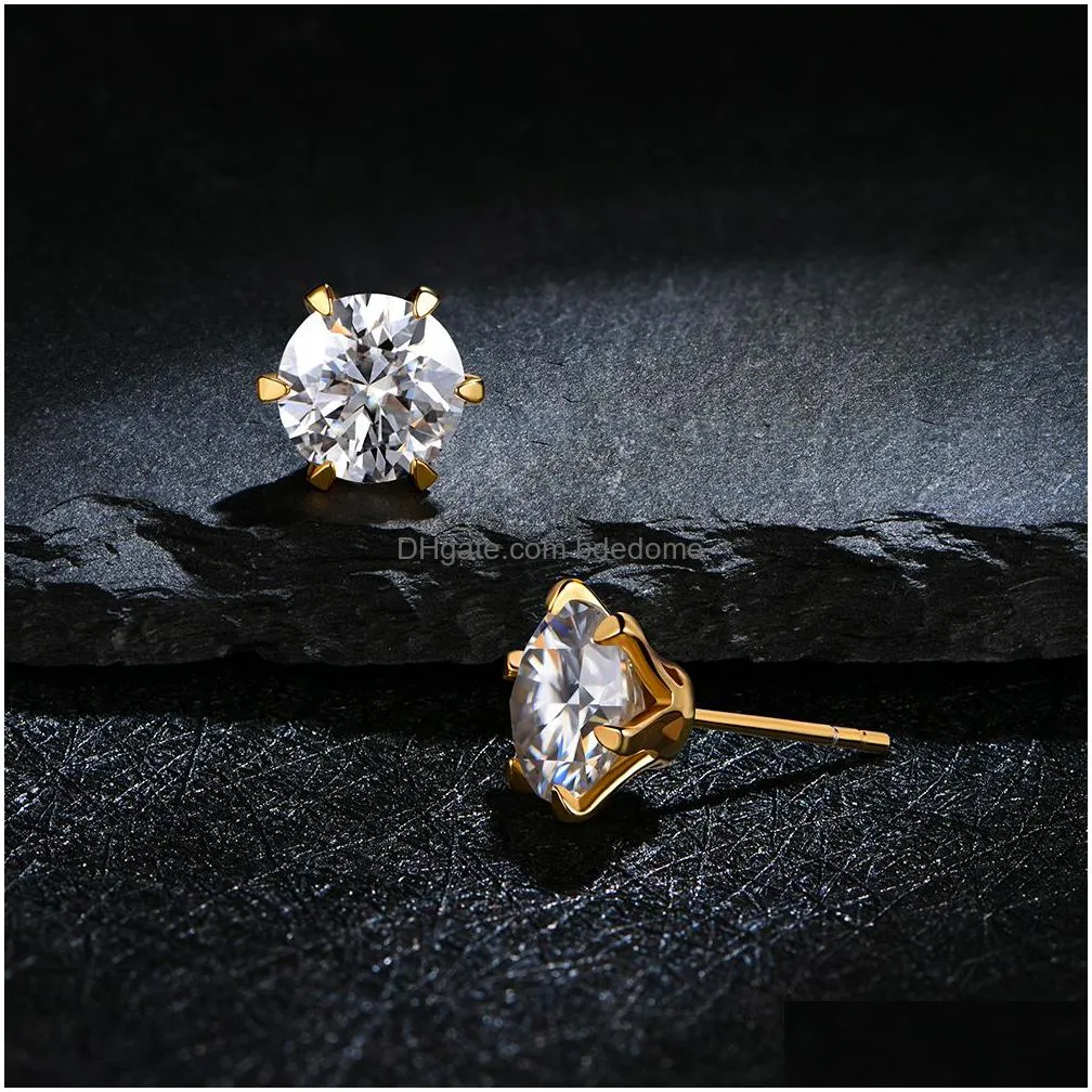 stud 18k gold plated 051 carat d color gemstone earrings for women solid 925 sterling silver solitaire fine jewelry 221119