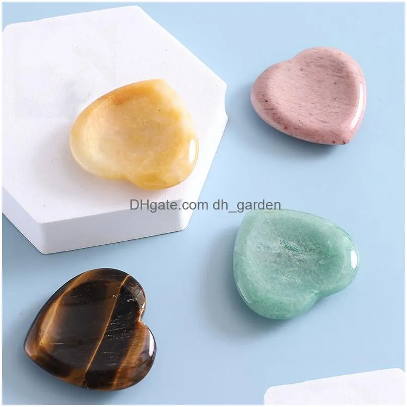 natural heart crystal stone party favor thumb massage stone energy yoga healing gemstone craft gift 40mm